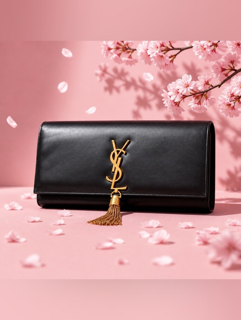 Yves Saint Laurent Kate Tassel Leather Black Clutch Handbag - Picture 1 of 9